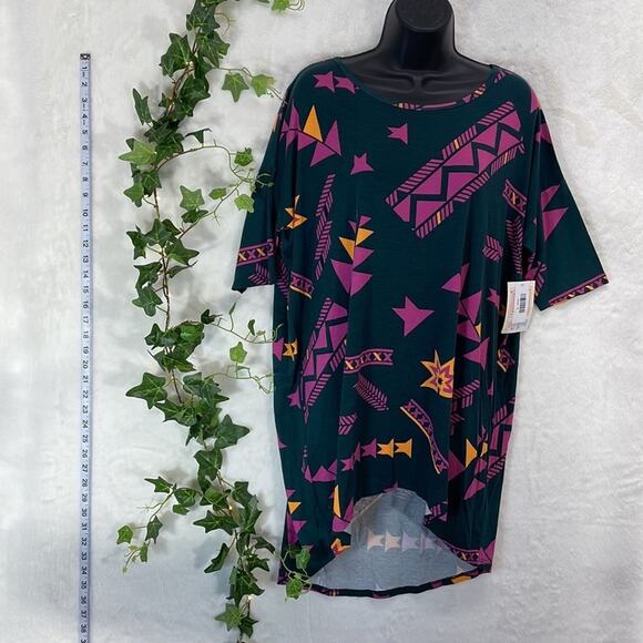 LuLaRoe Irma NWT SS Small Beautiful Pink Orange Black Oversized Tunic Top - Picture 8 of 16